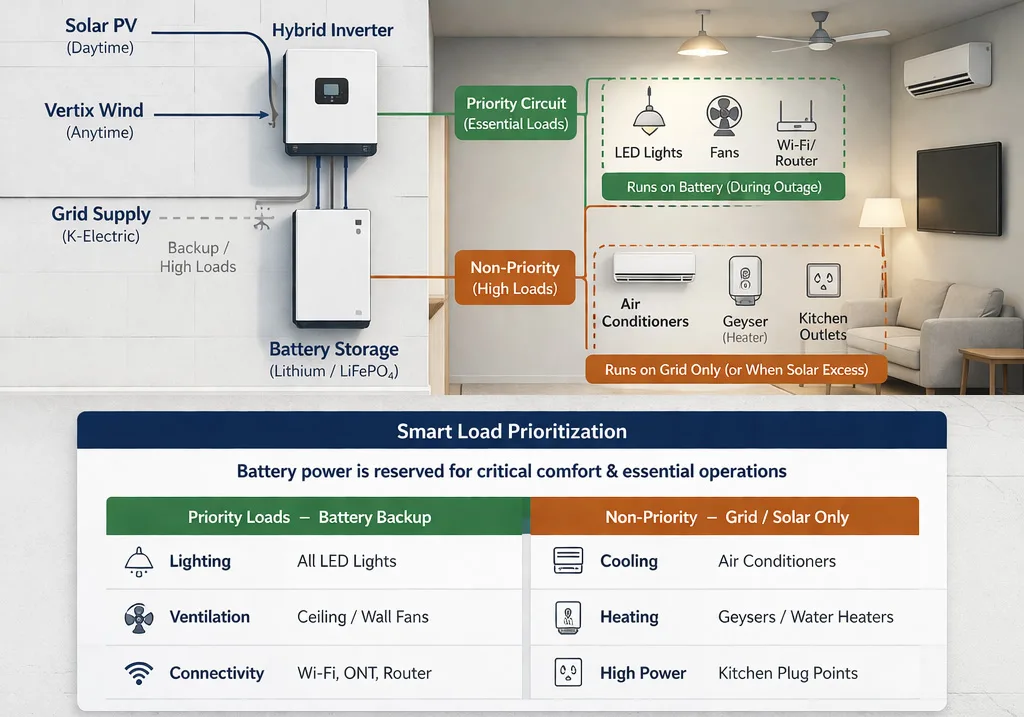 Battery storage sizing and load analysis